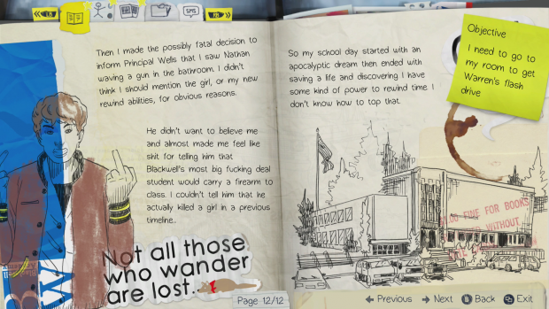 Das Menü ist nett im Tagebuch-Stil gehalten. (Screenshot: Golem.de)